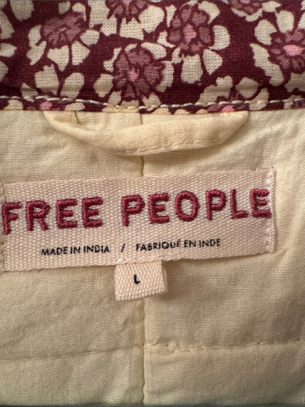 Free People Chloe Floral Quilted Jacket in Burgundy and Cream - Picture 2 of 5